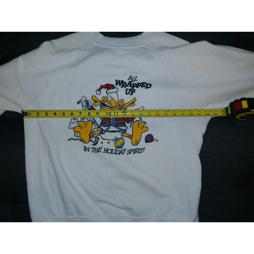 Vintage Tultex Christmas Sweatshirt Large Duck Holiday Lights 90s USA - Picture 6 of 7